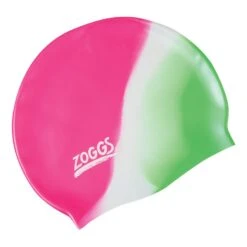 Zoggs Silicone Cap Multi Kinder Badekappe Rosa/grün