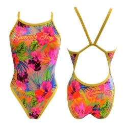 Badeanzug Turbo Summer Flower Revolution Thin Strap Orange Damen