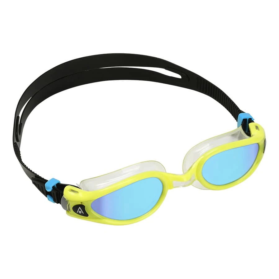 Aqua Sphere Kaiman EXO Schwimmbrille Schwarz/gelb Mit Verspiegelten Blauen Gläsern