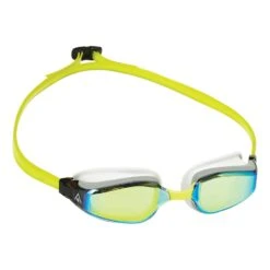 Aqua Sphere Fastlane Schwimmbrille Gelb/blau Mit Verspiegelten Gelbenen Gläsern