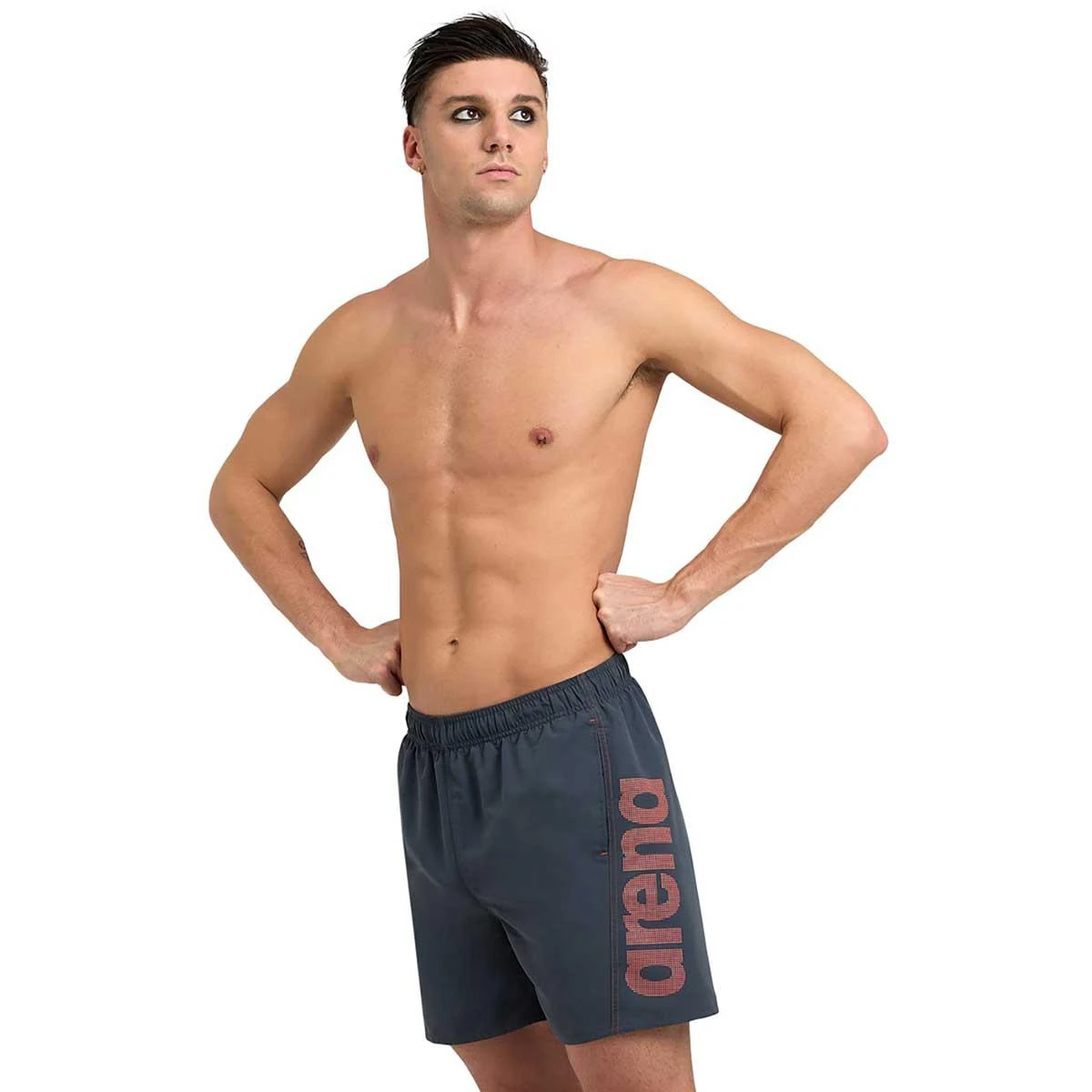 Arena Fundamentals Logo Badehose Dunkelgrau/rot