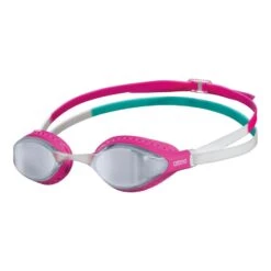 Arena Air Speed Schwimmbrille Pink/weiß/grün Mit Verspiegelten Gläsern