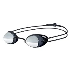 Schwimmbrille Arena Swedix Mirror Schwarz Mit Rauchfarben- Silbernen Gläsern