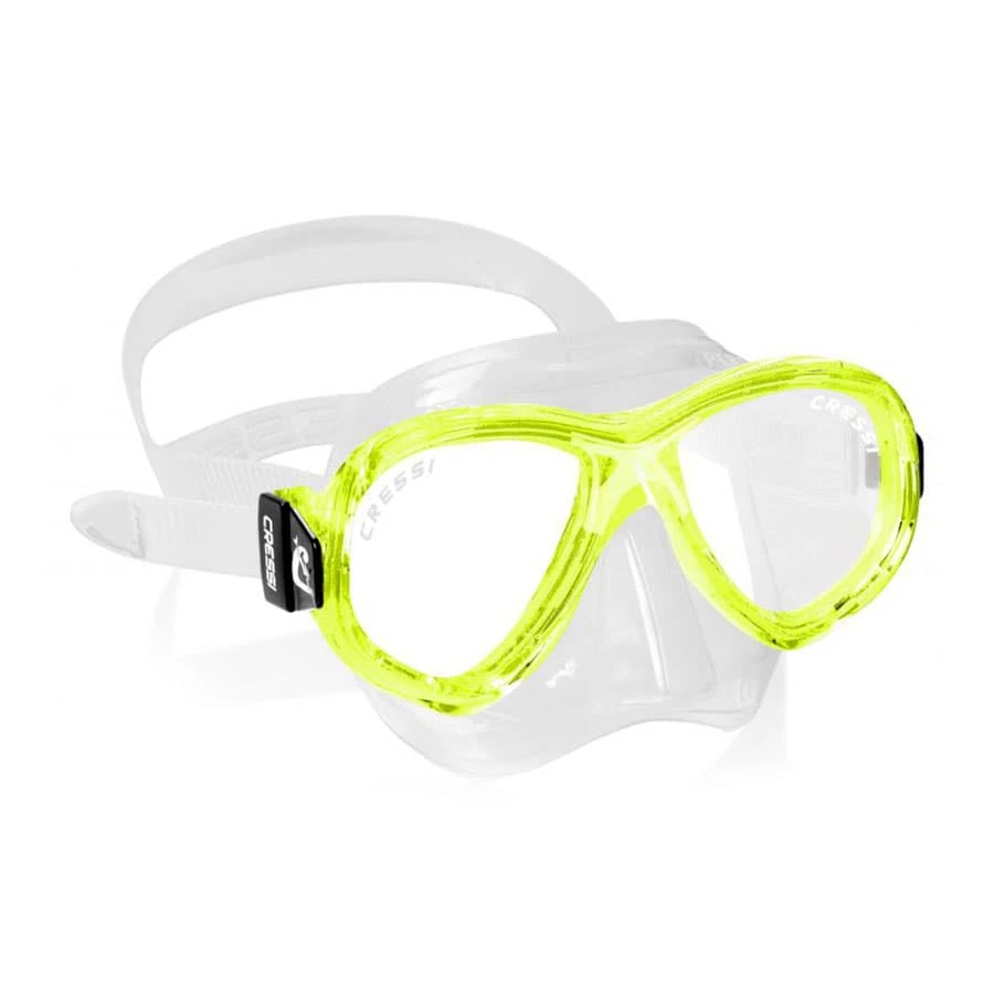 Cressi Perla Kinder Tauchermaske Limettengrün Mit Transparenten Gläsern