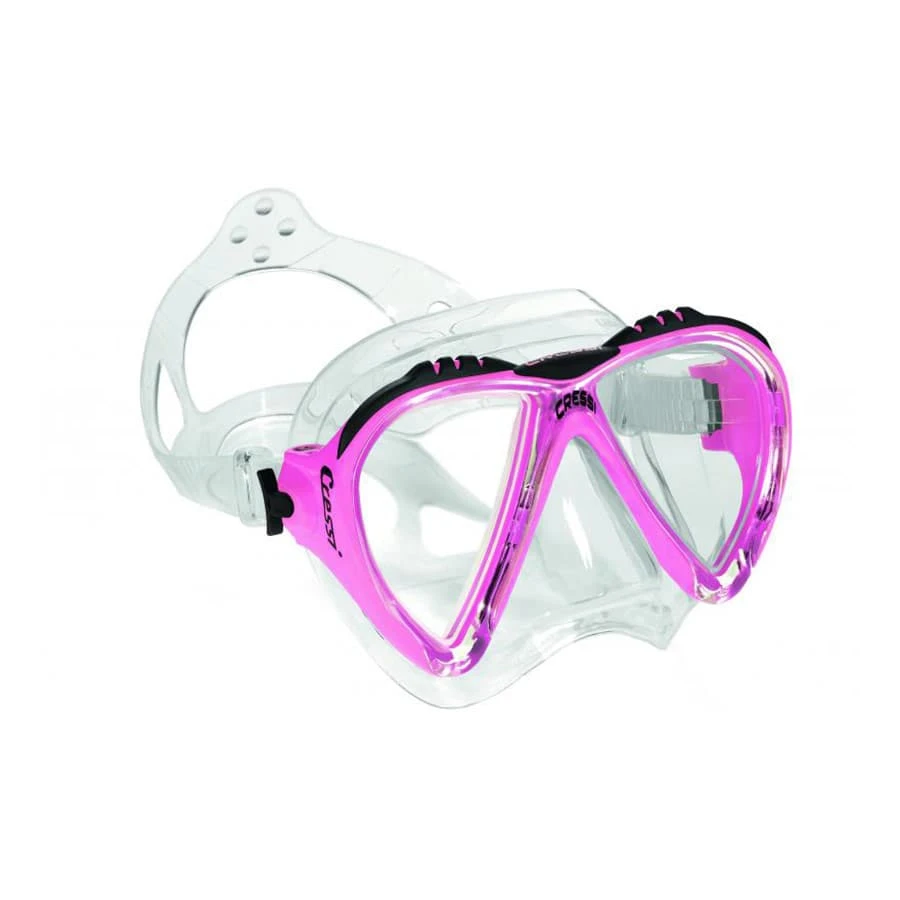 Cressi Lince 2 Tauchmaske Weiß Rosa Mit Klarem Glas
