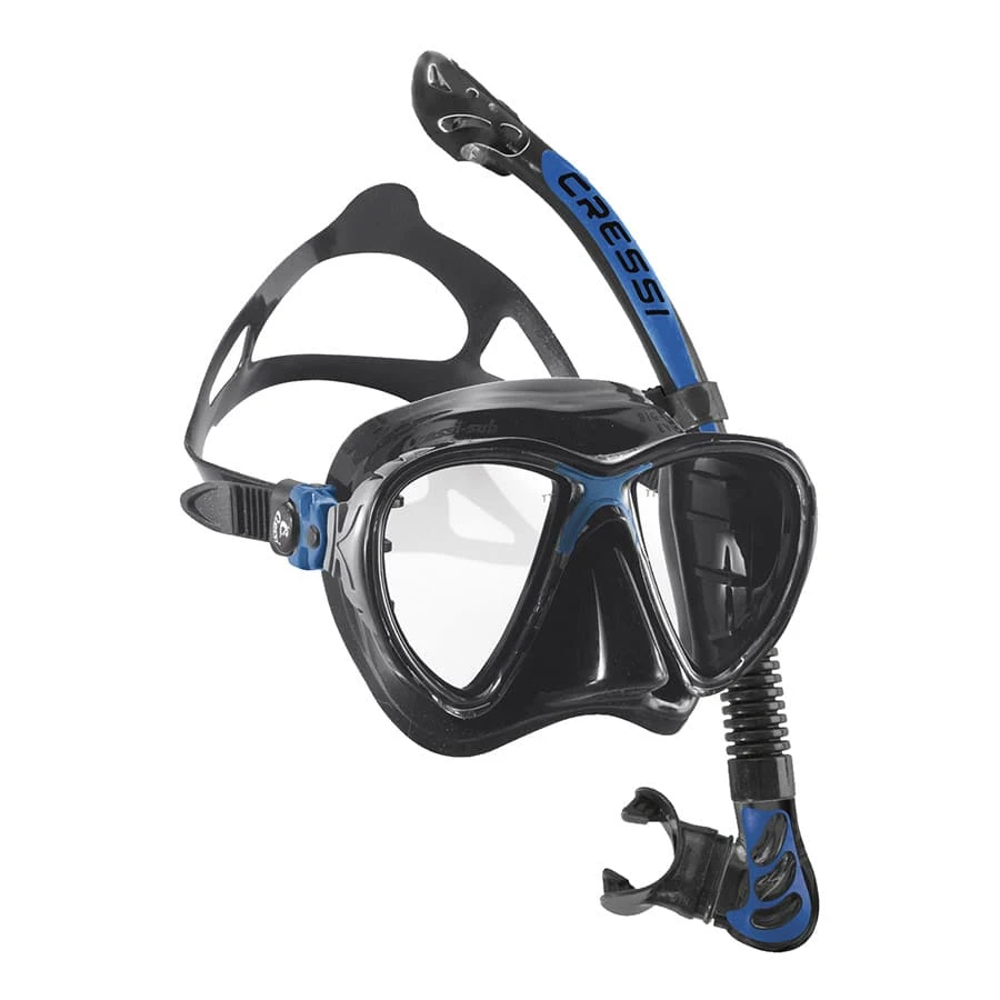 Set Cressi Evo Big Eyes + Alpha Ultra Dry Blau Schwarz