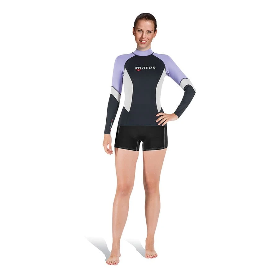 Mares Rash Guard 80 Damen Langarm-Schwimmhemd Schwarz/Lila