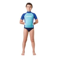 Mares Rash Guard Kinder Kurzarm-Schwimmhemd Blau