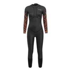 Orca Breast Stroke Open Water Damen Langarm-Neoprenanzug Schwarz/orange/weiß