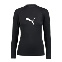 Puma Swim Rash Guard Damen Langarm-Schwimmhemd Schwarz