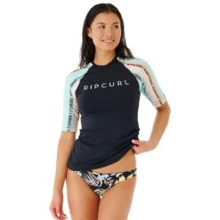 Rip Curl Ripple Effect UPF SS Damen 3/4-Shirt Schwarz