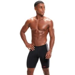 Speedo Tech Panel Badehose Schwarz/rot/weiß