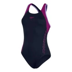 Speedo Hyperboom Splice Flyback Damen Badeanzug Dunkelblau/lila