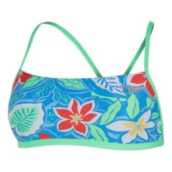 Speedo Allover Cross Back Crop Damen Bikinioberteil Hellblau/grün