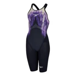 Speedo Fastskin Lzr Pure Valor Openback Kneeskin Damen Badeanzug Schwarz/lila/weiß