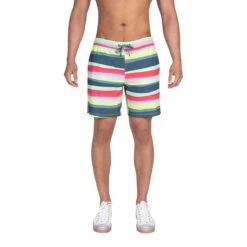 SAXX Oh Buoy 2 In 1 Volley 7IN Badehose Grau/rosa/hellgelb