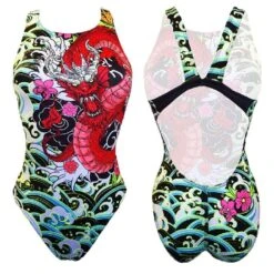 Badeanzug Turbo Red Dragon Wide Strap Bunt Damen