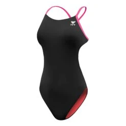 Badeanzug Für Damen TYR Solids Cutoutfit Schwarz-rosa