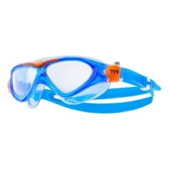 TYR Rogue Kinder Schwimmbrille Blau/rot Mit Transparenten Gläsern