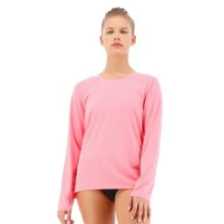 TYR Sun Defense Damen Langarm-Schwimmshirt Rosa