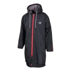 Zone3 Polar Fleece Parka Bademantel Schwarz/grau/rot