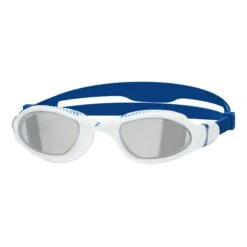 Zoggs Tiger LSR Schwimmbrille Weiß/blau Mit Grauen Verspiegelten Gläsern