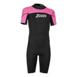 Zoggs Sea Ranger 1.5 Kinder Kurzarm-Neoprenanzug Schwarz/rosa